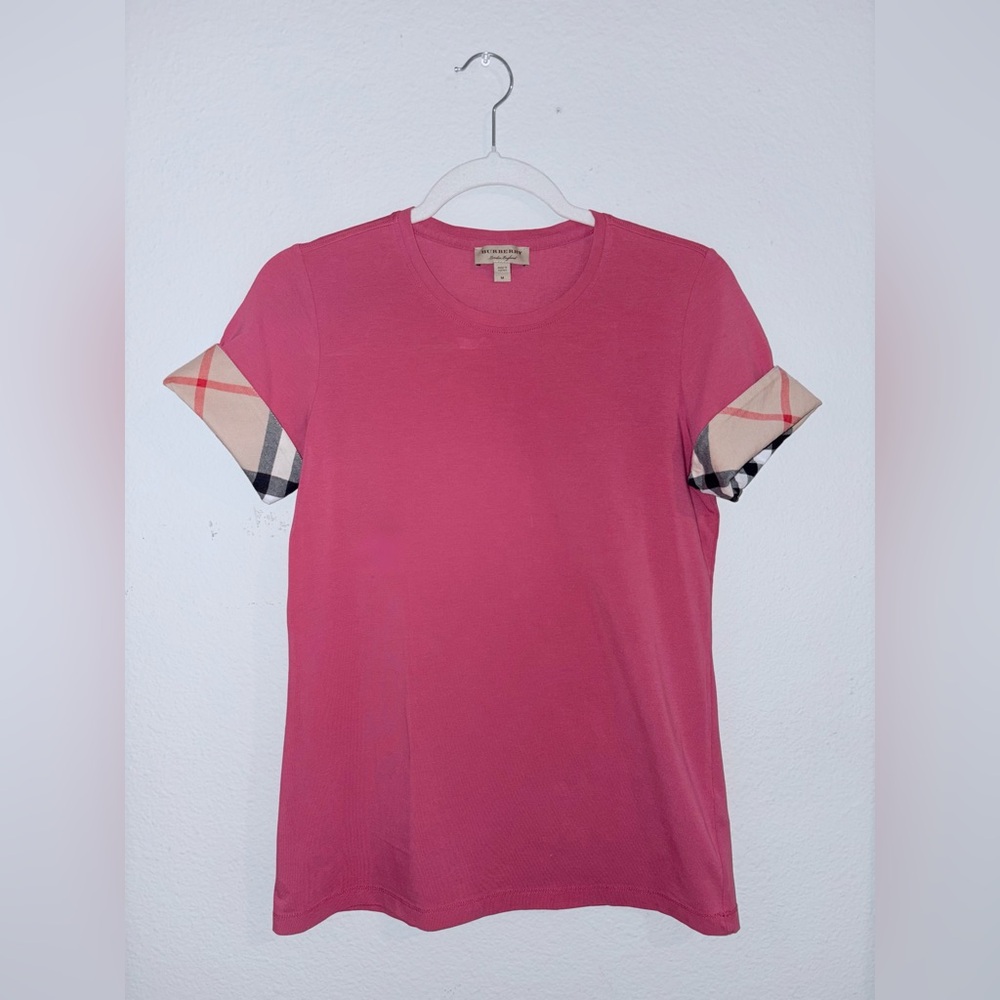 Burberry•short-sleeve tee with signature check cuffs